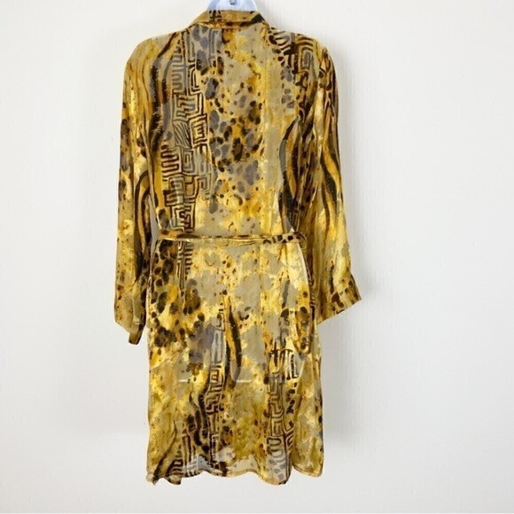 ios Silk Animal Print Button Front Sheer Tunic Top Tunic Dress Beach Coverup Sm - Picture 5 of 7